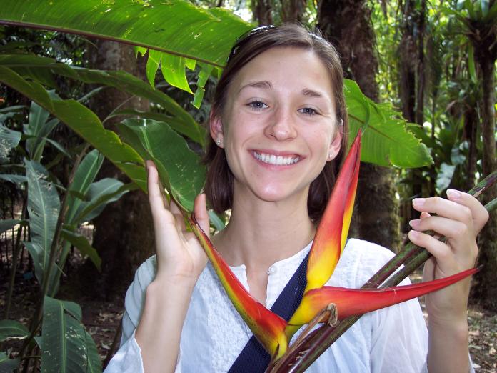 Elizabeth Swanson with bird of paradise plant